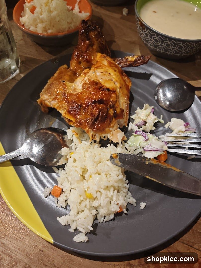 Roasted Chicken with Rice and Coleslaw