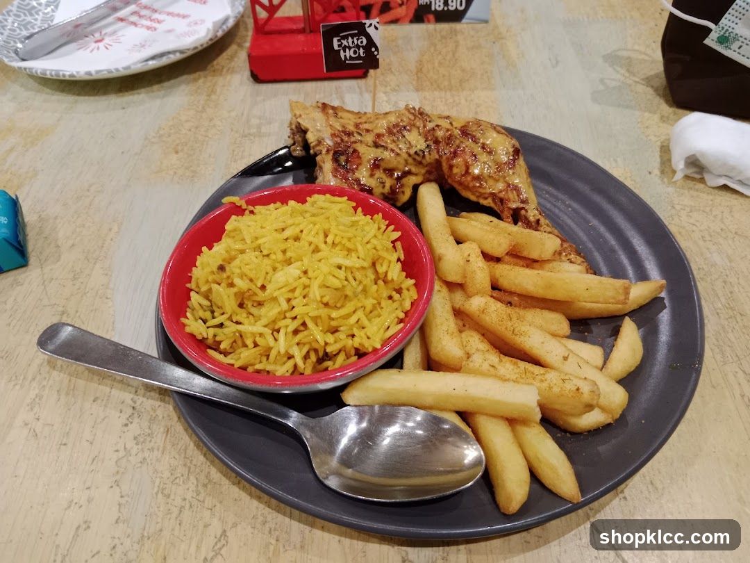 Grilled Chicken with Rice and Fries