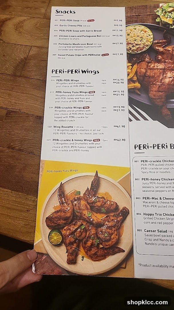 PERI-PERI Wings and Snacks Menu