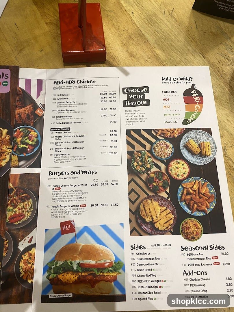 PERI-PERI Chicken, Burgers and Wraps, Sides, Seasonal Sides, Add-ons