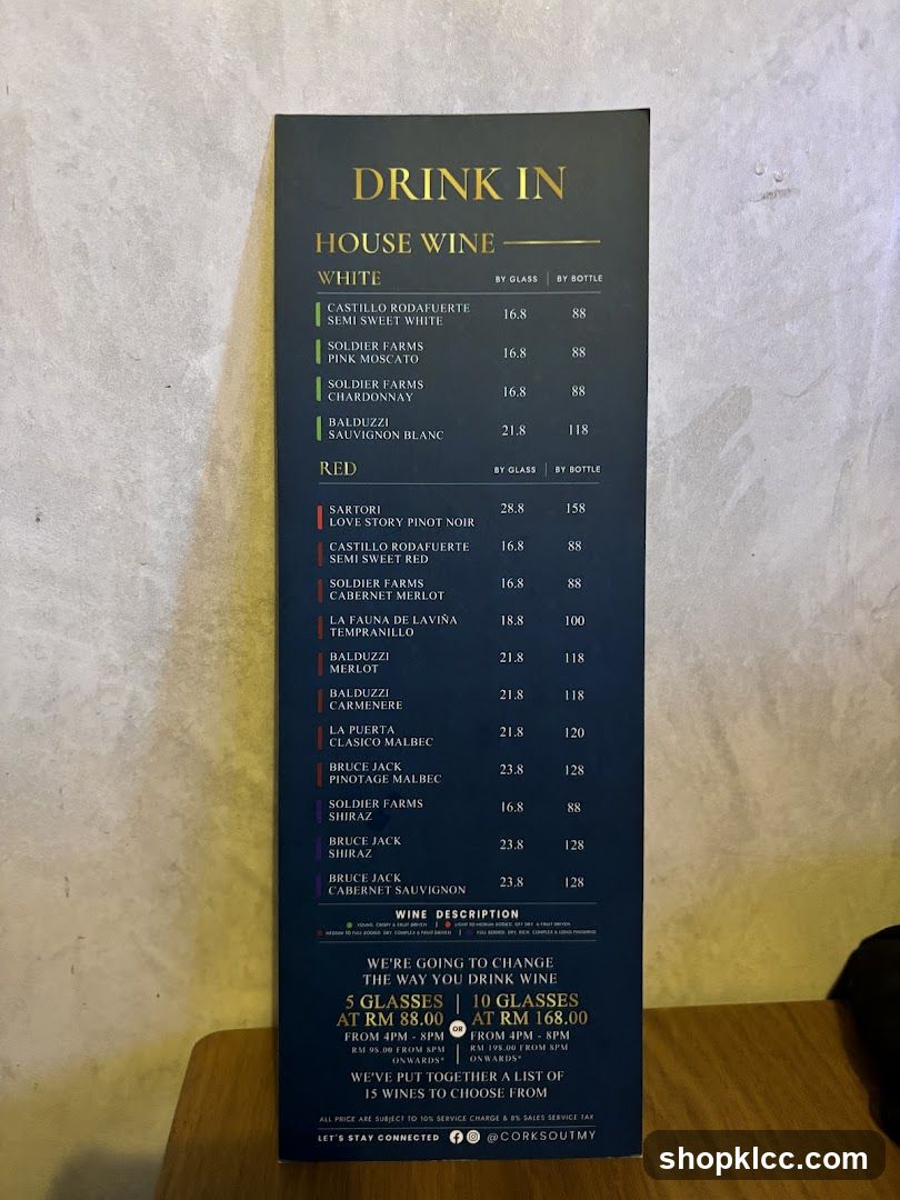 House Wine Menu