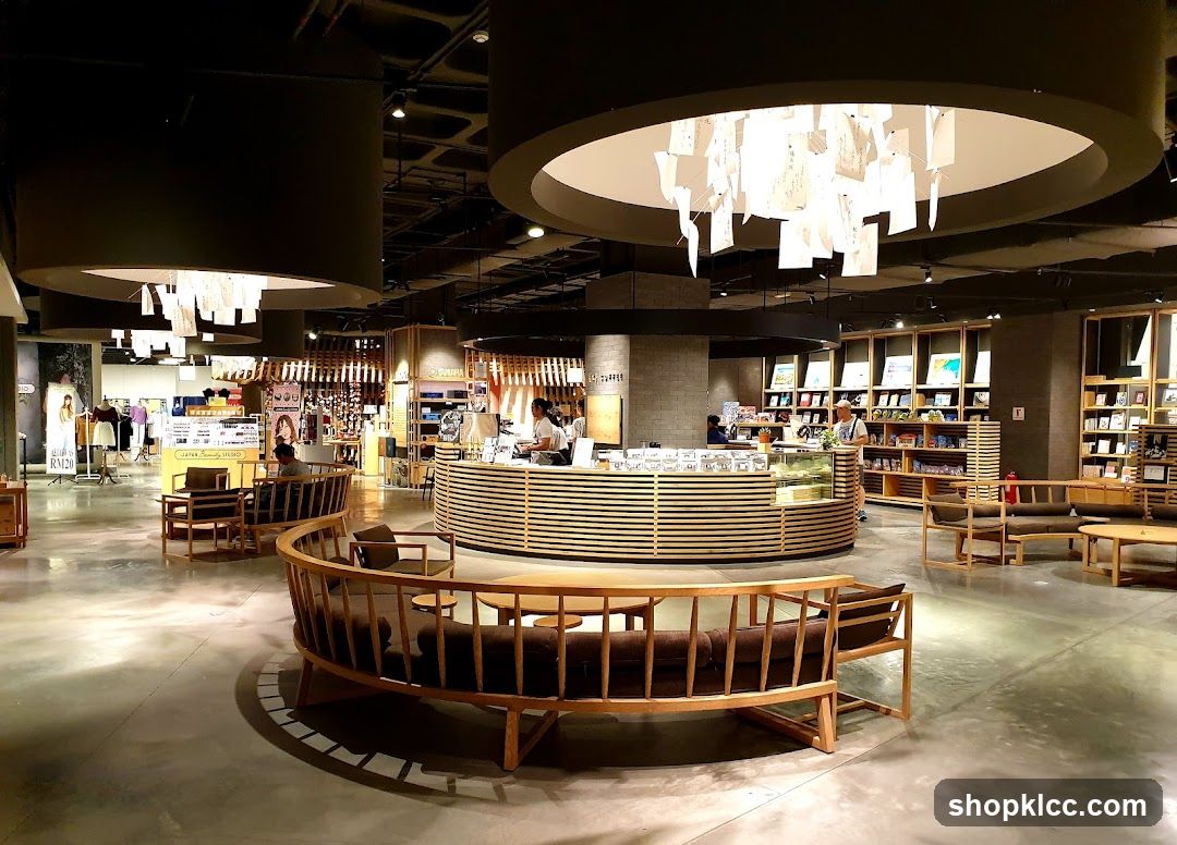 Interior of a modern cafe and bookstore