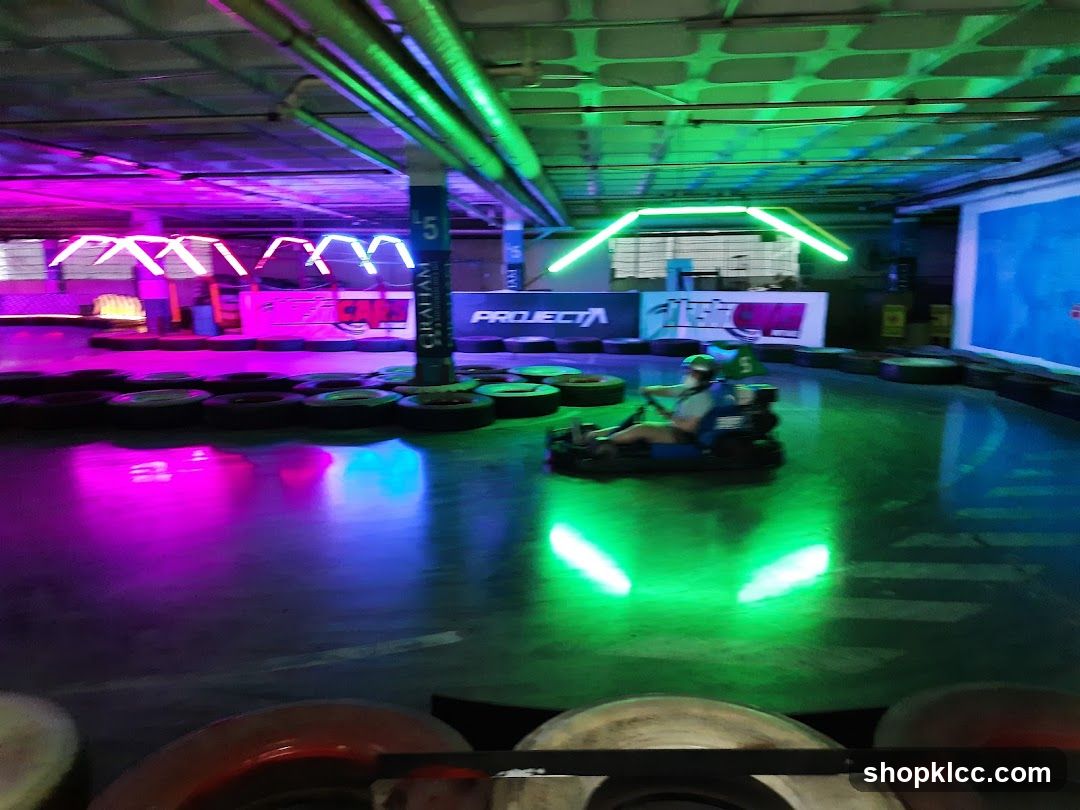 Go-karting track with neon lights