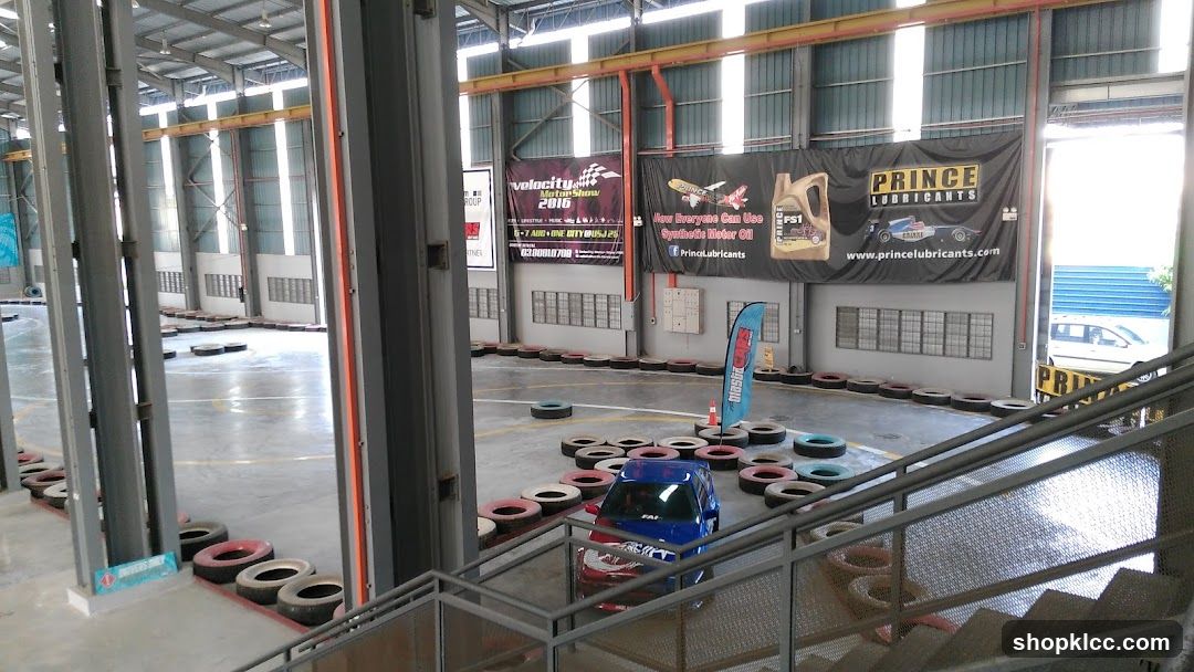 Indoor Go-Kart Track with Banners