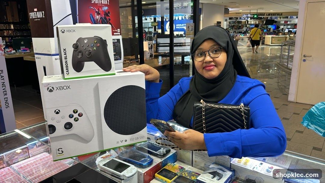 Woman with Xbox Console and Controller