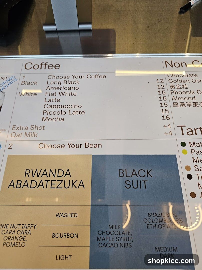 Coffee Menu