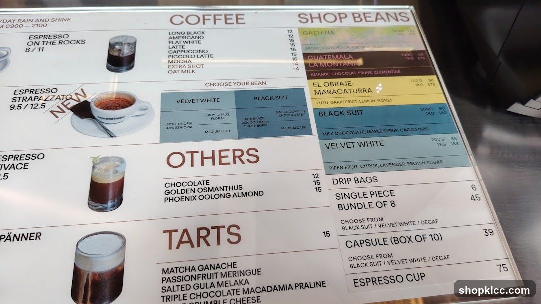 Coffee Menu