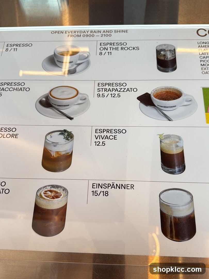 Coffee Menu