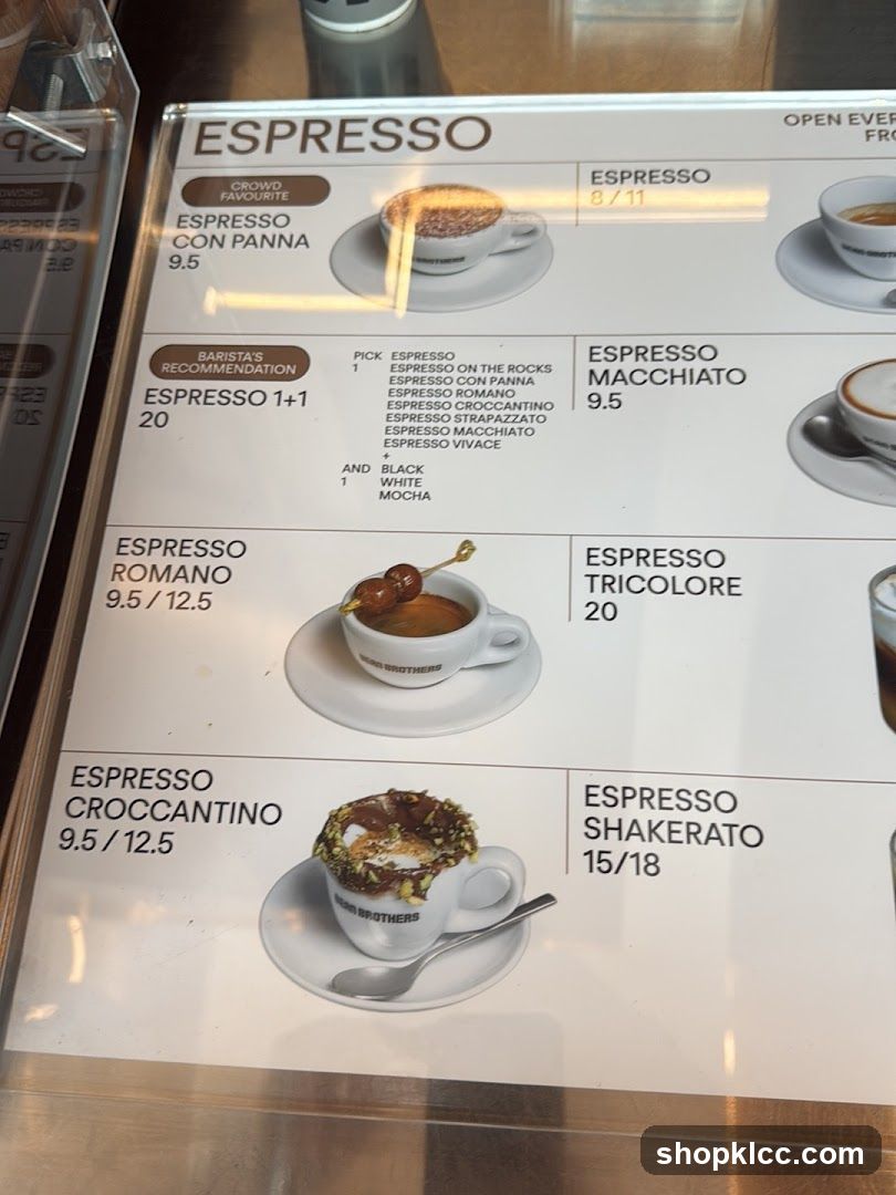 Espresso Menu