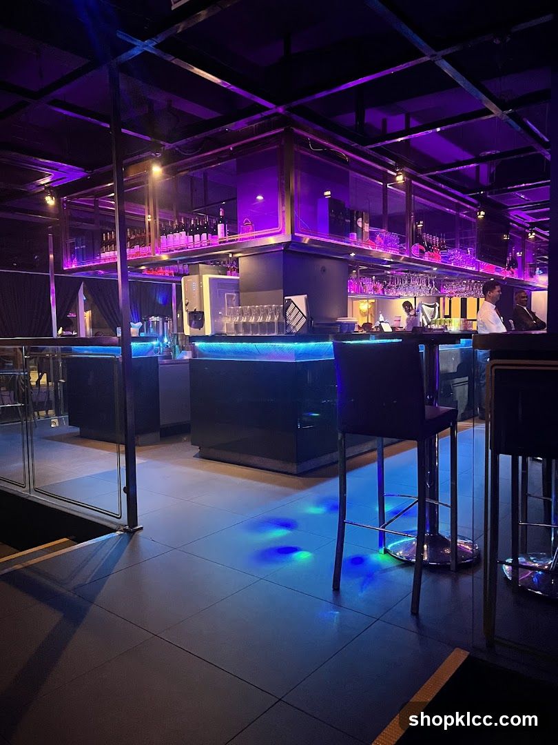 Bar Interior with Purple Lighting