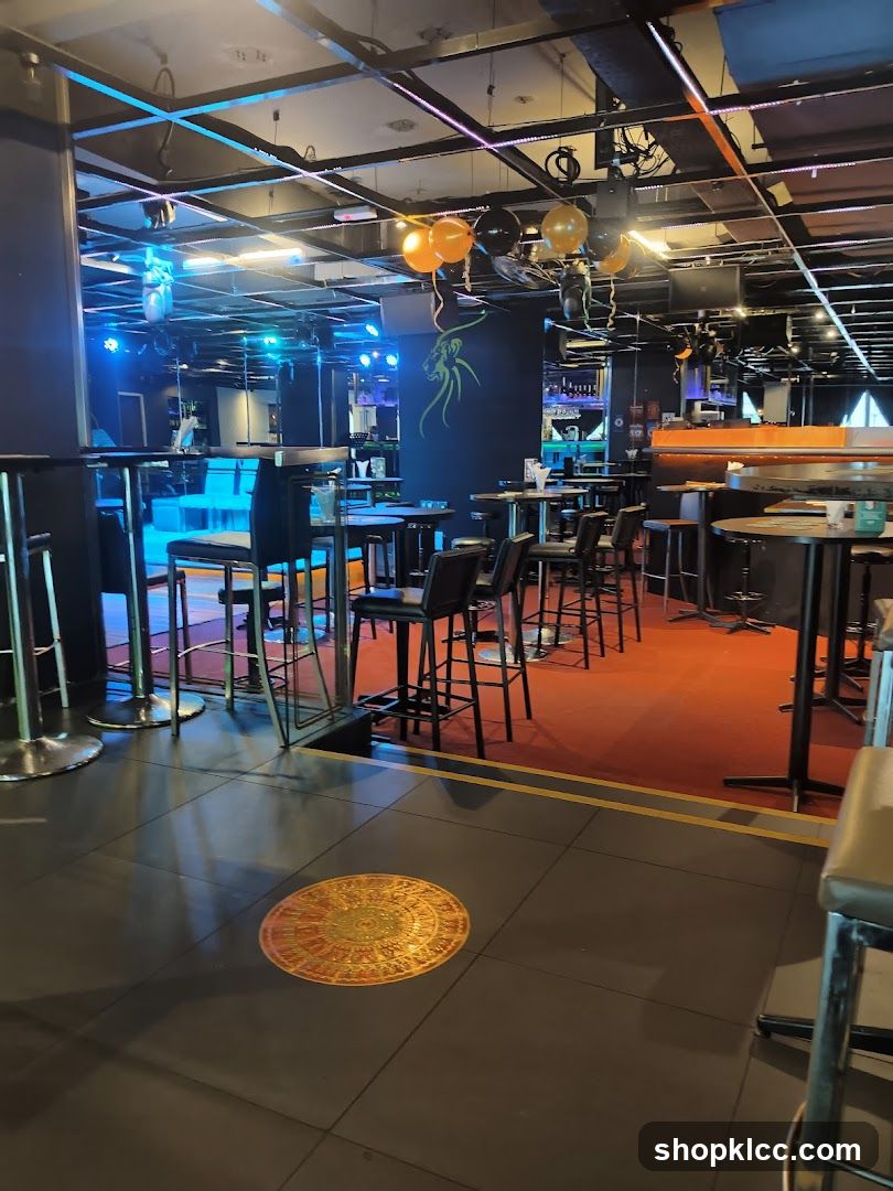 Bar Interior with Seating and Lighting