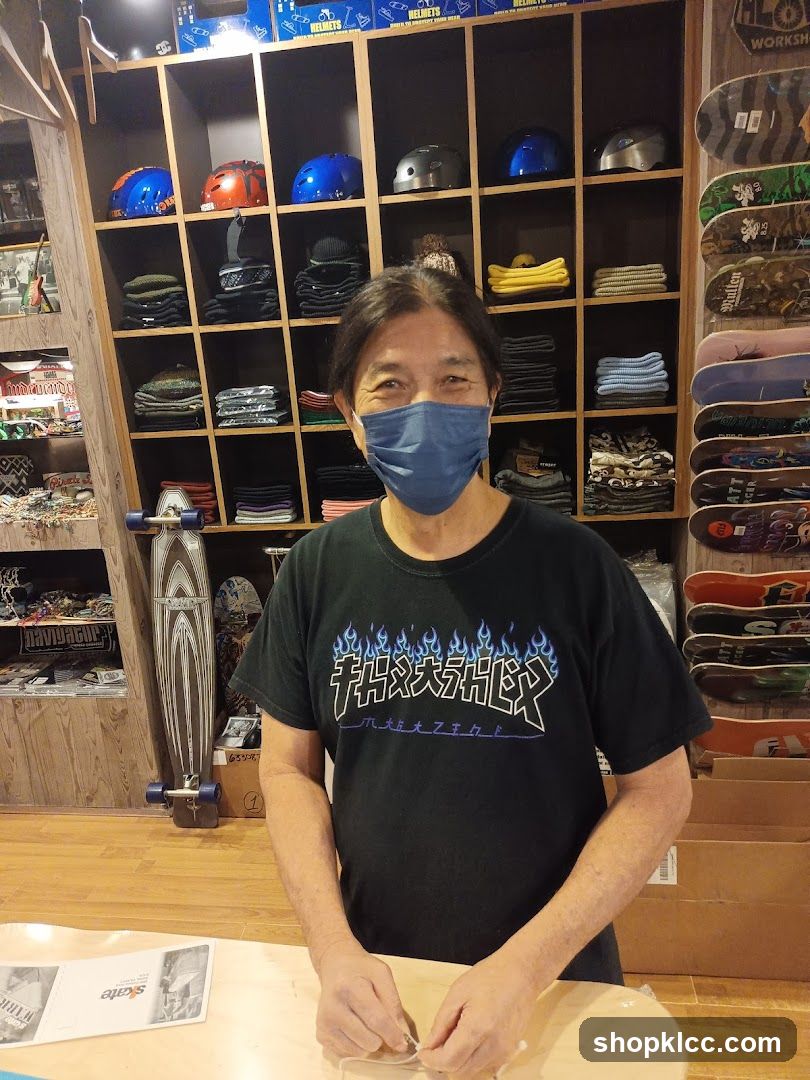 Man in a skate shop