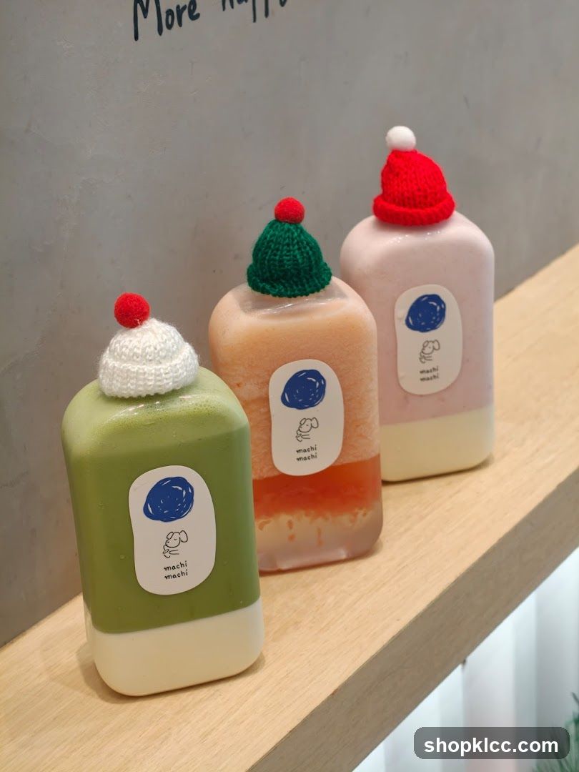 Three drinks with festive hats