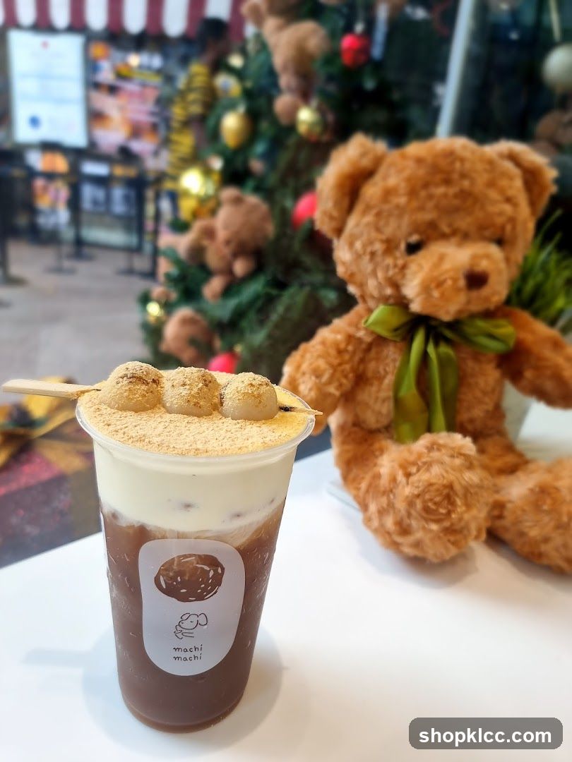 Drink with Teddy Bear and Christmas Tree