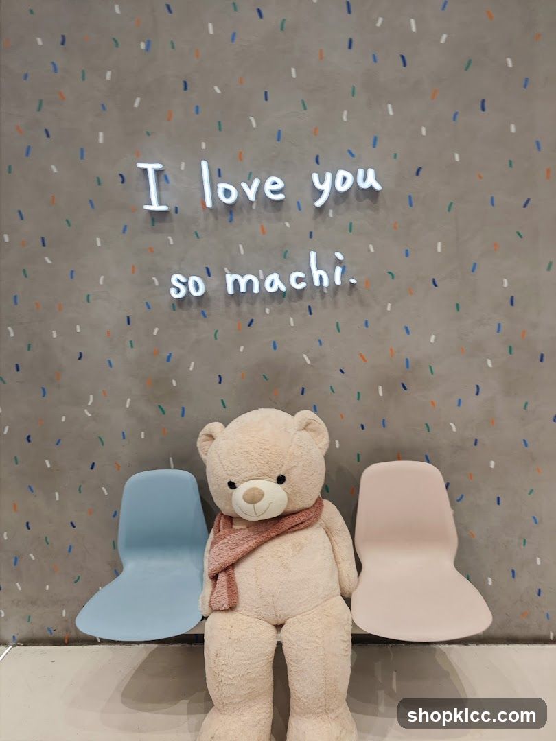 Teddy bear with neon sign