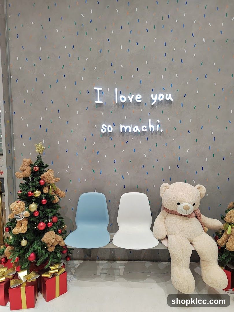 Teddy Bear Display with Neon Sign