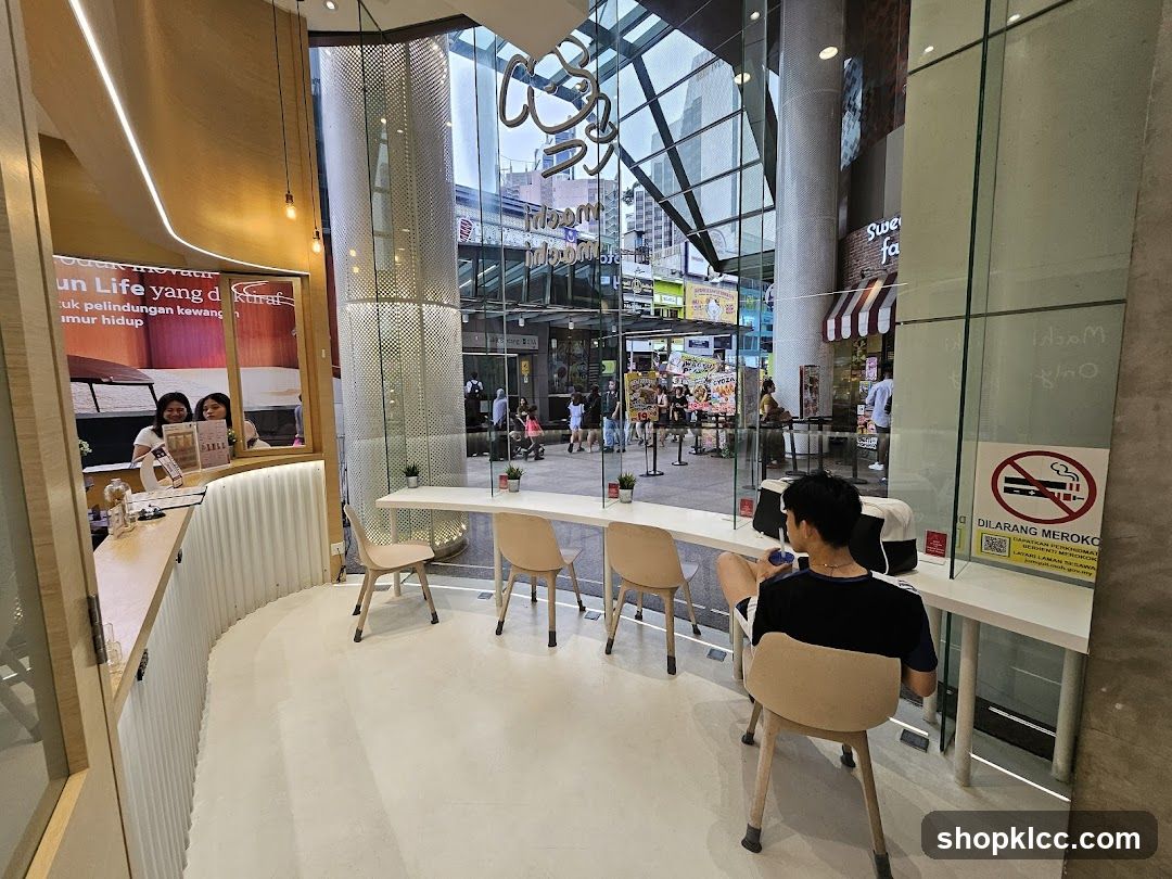Interior of a cafe with outdoor view