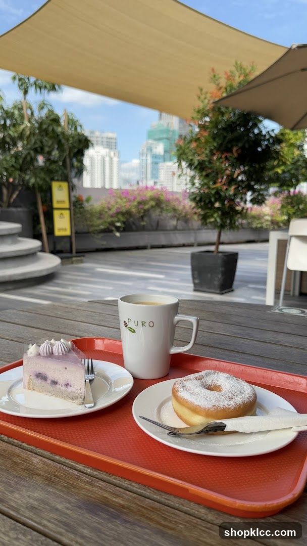 Coffee and dessert on a tray