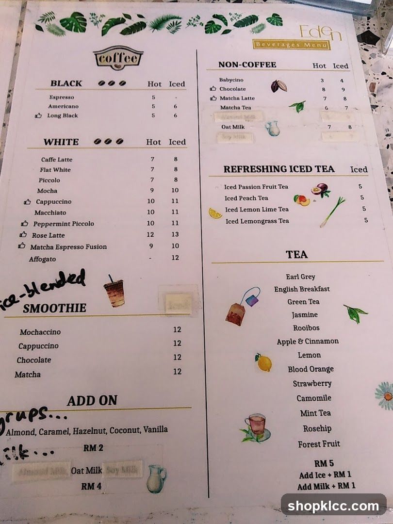 Eden Beverages Menu
