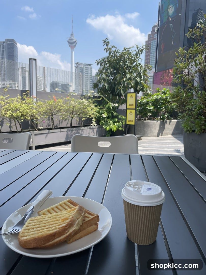 Outdoor cafe with city view