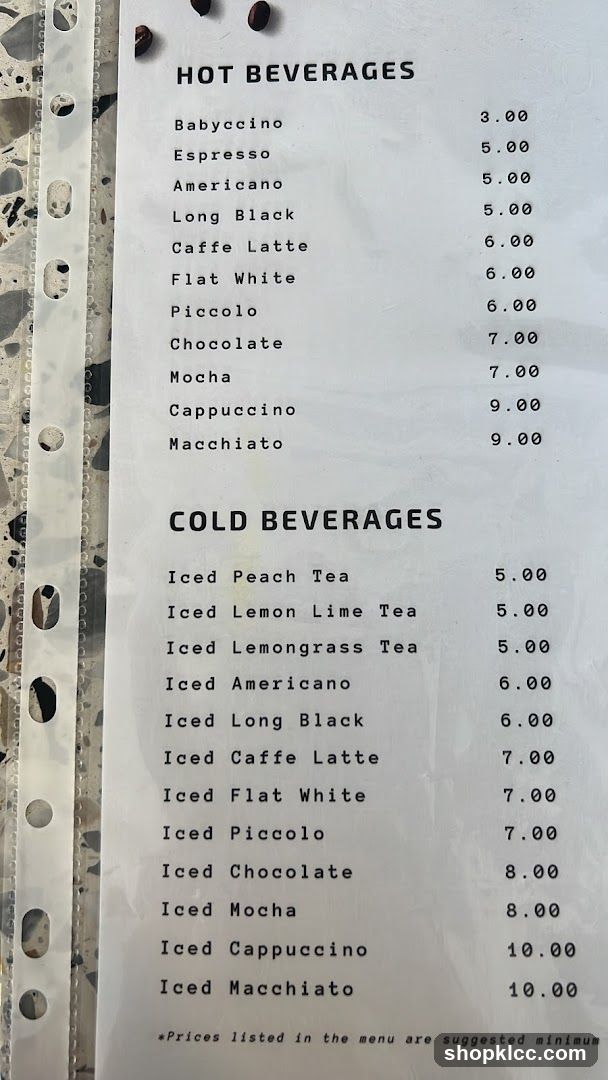 Beverages Menu