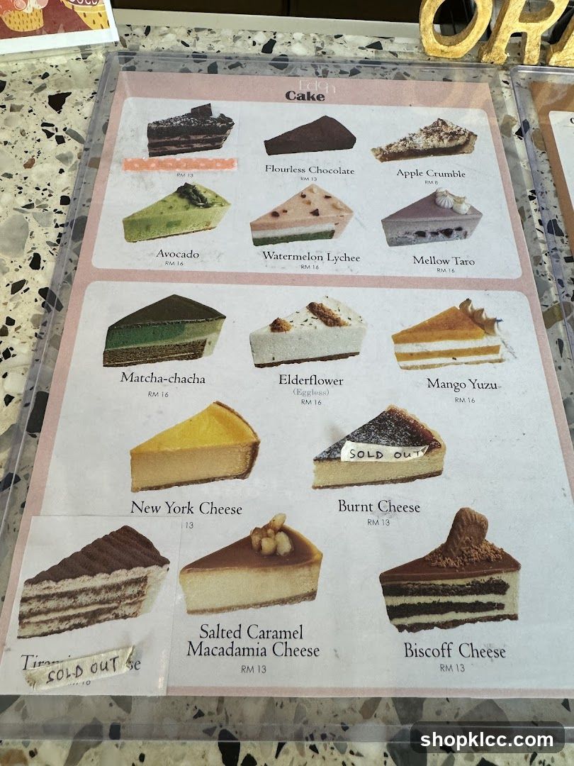 Cake Menu