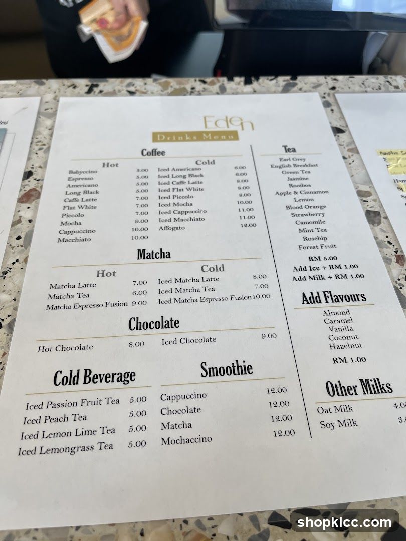 Eden Drinks Menu