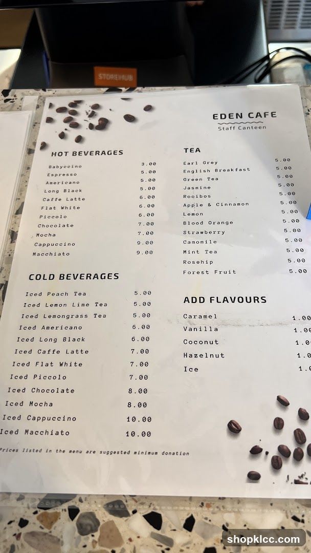 EDEN CAFE Staff Canteen Menu