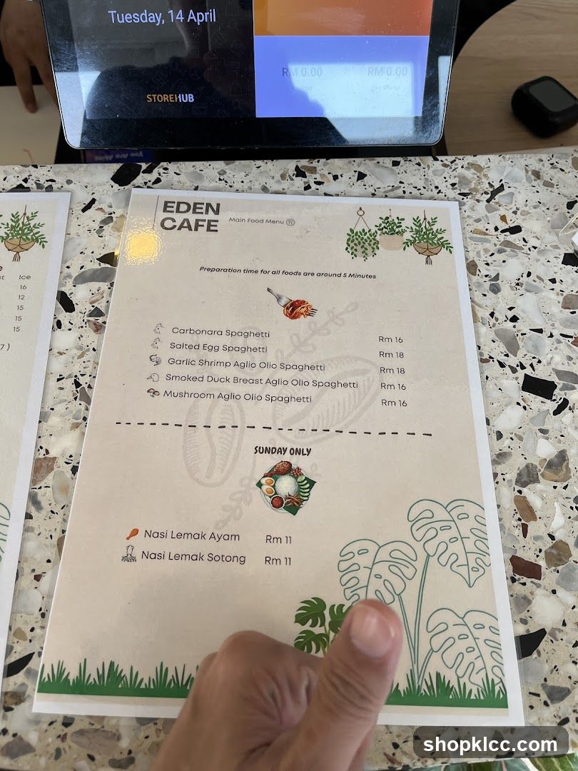 Eden Cafe Main Food Menu