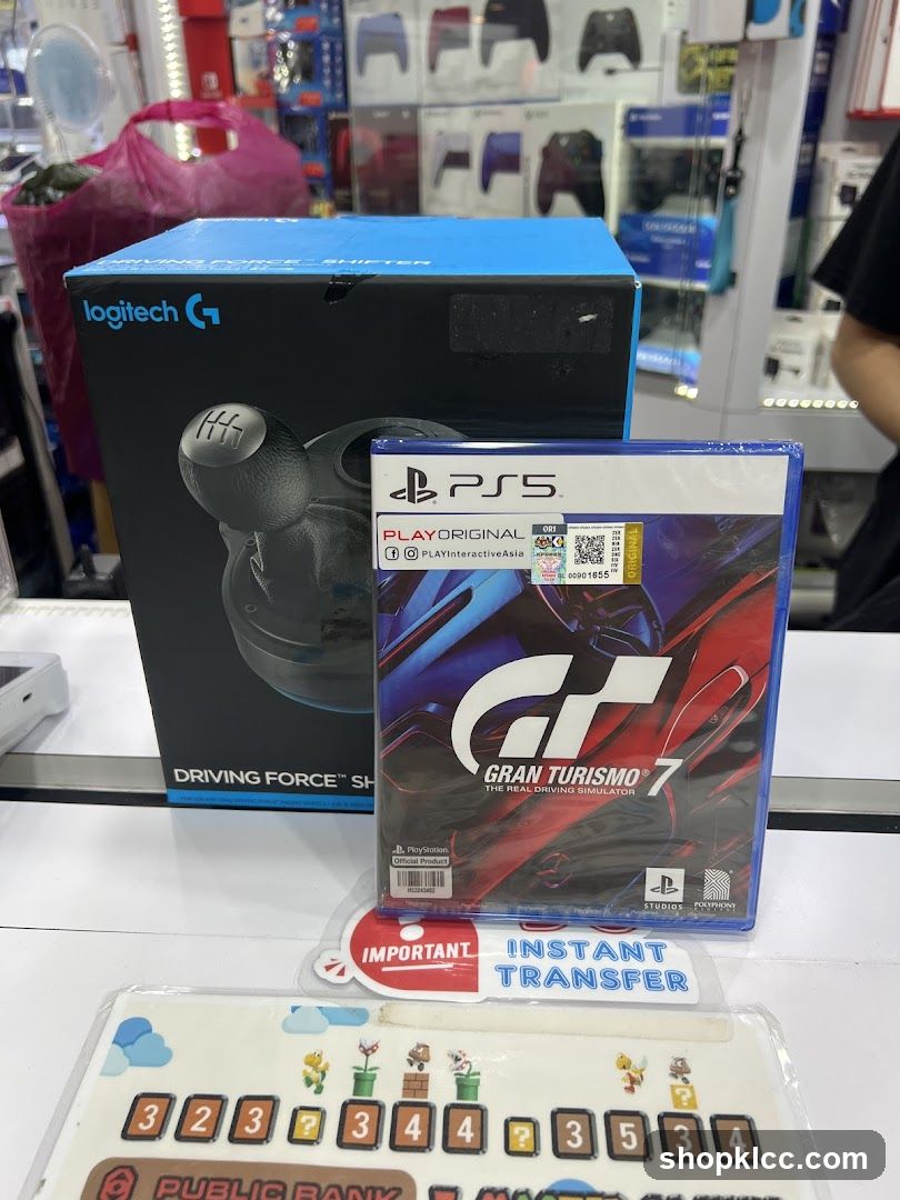 PlayStation 5 Game and Logitech Steering Wheel Shifter
