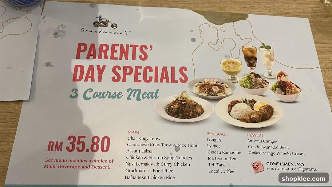 Parents' Day Specials 3 Course Meal