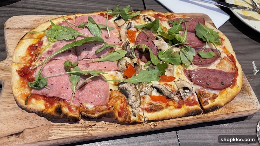 Rectangular Pizza with Ham and Salami