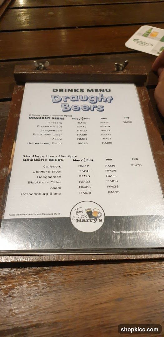 Draught Beers Menu