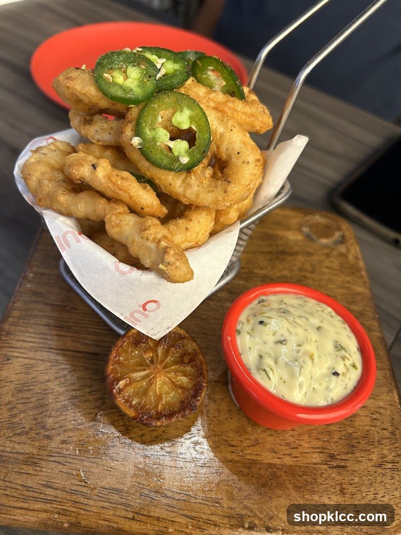 Fried Calamari with Jalapenos and Dip