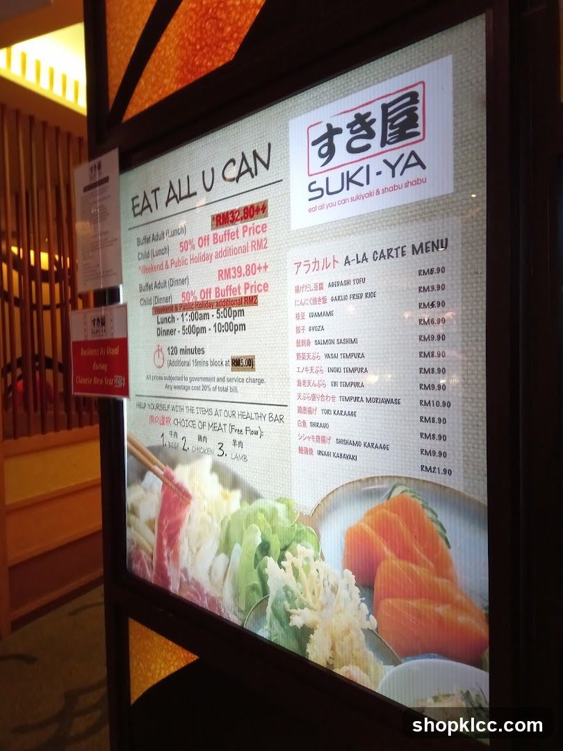 SUKI-YA Eat All You Can & A La Carte Menu