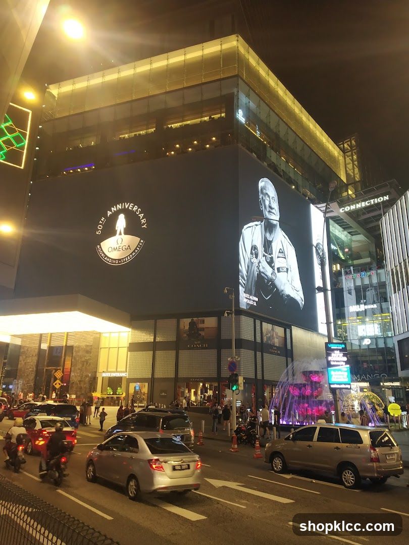 Nighttime City Street with Large Digital Billboards