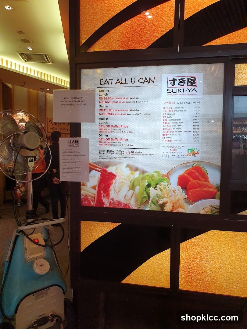 SUKI-YA Eat All U Can Menu