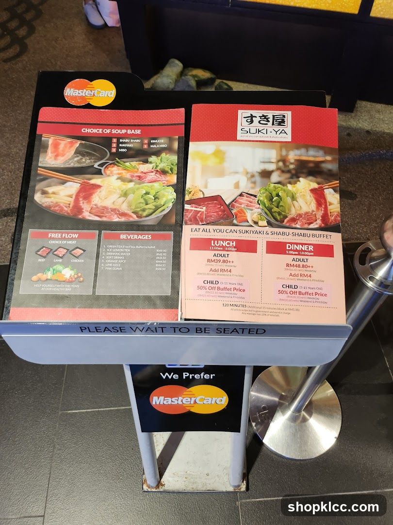 SUKI-YA Buffet Menu