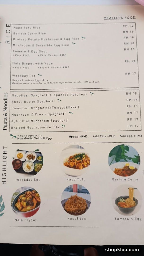Meatless Food Menu