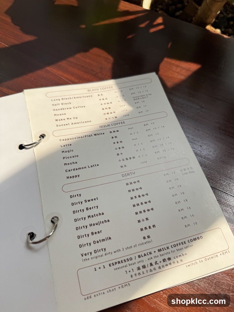 Coffee Menu