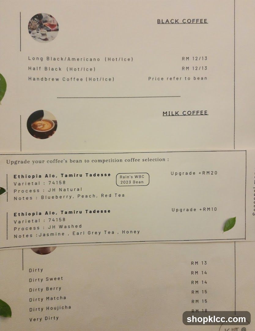 Coffee Menu