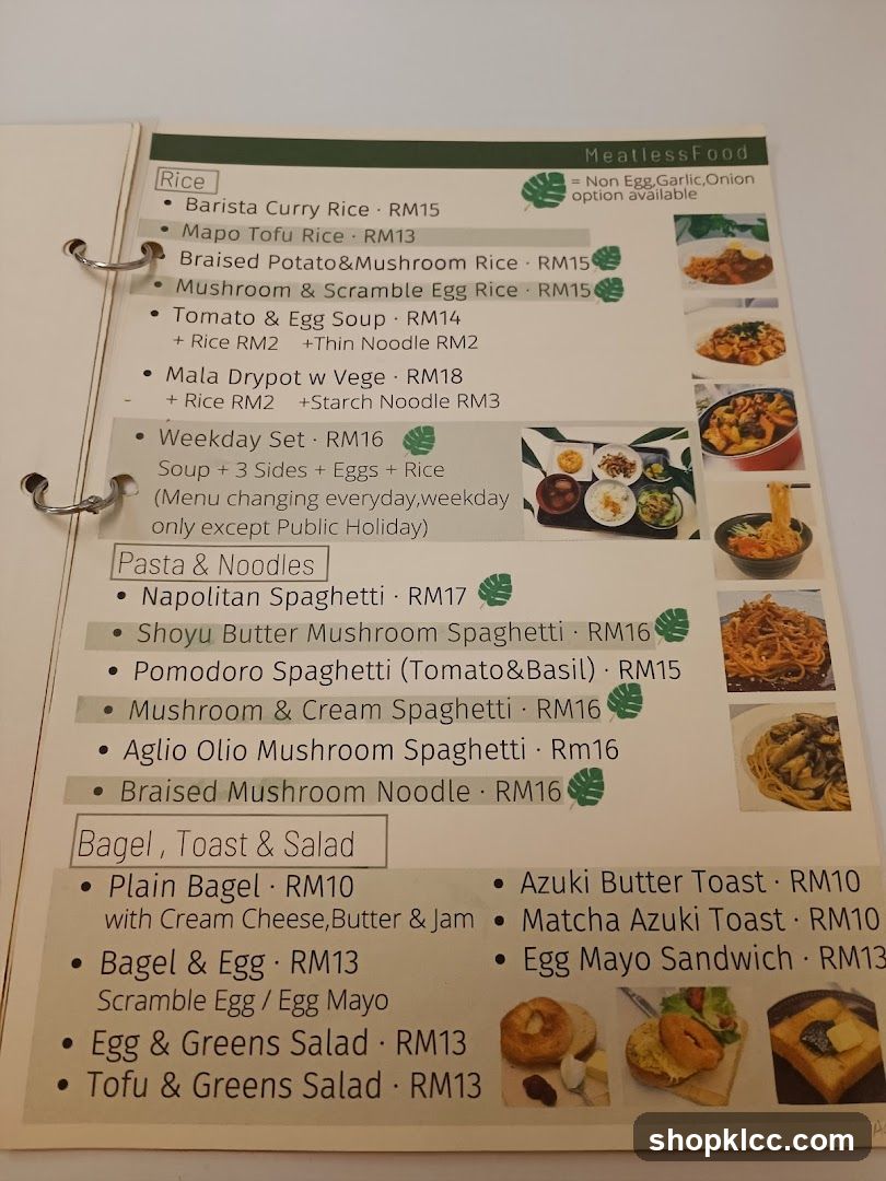 Meatless Food Menu