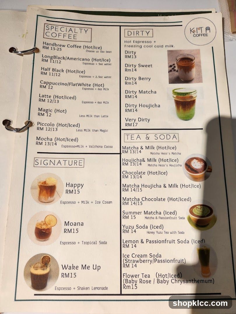 KITA COFFEE Menu