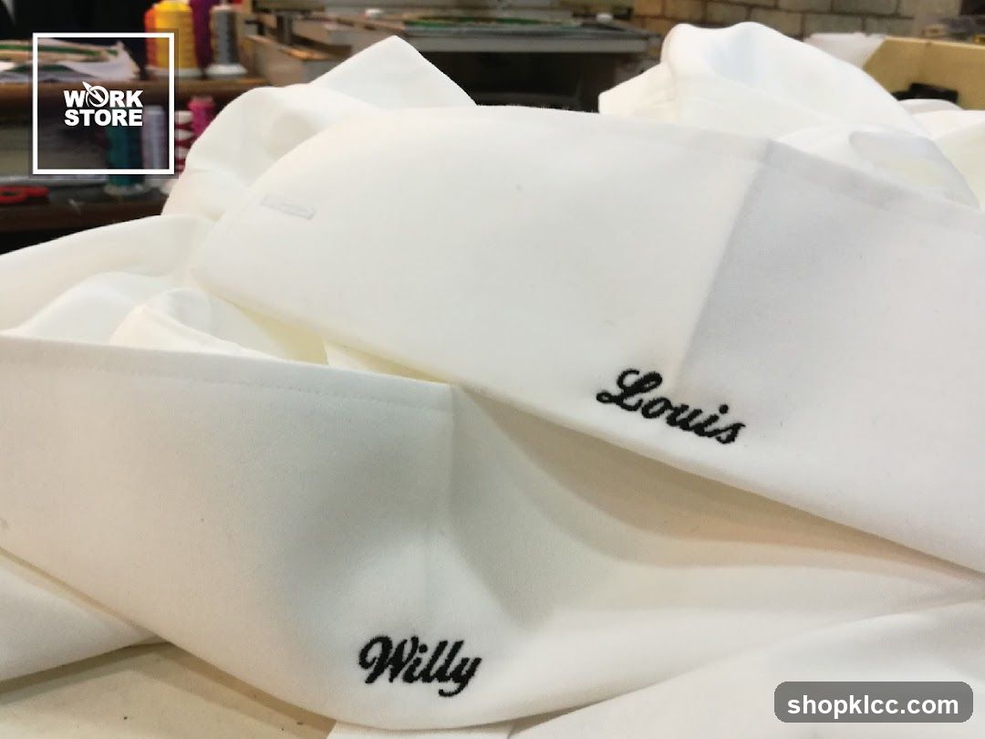Embroidered Names on White Fabric
