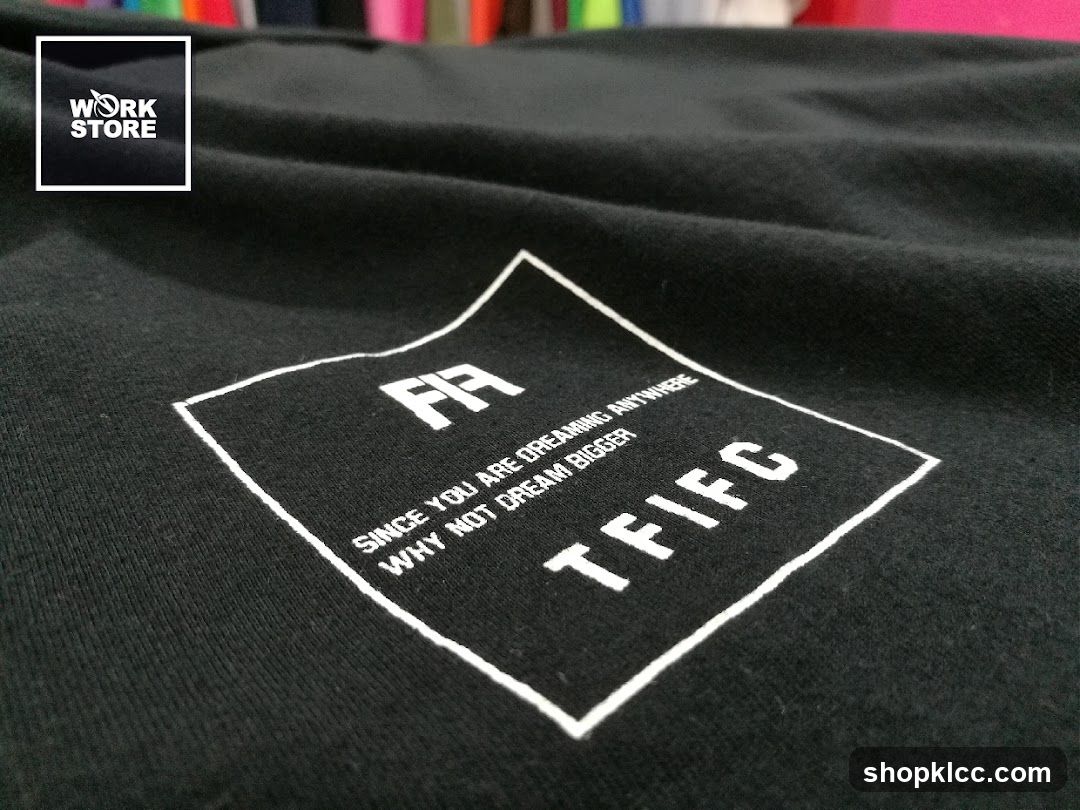 Black T-shirt with white graphic print