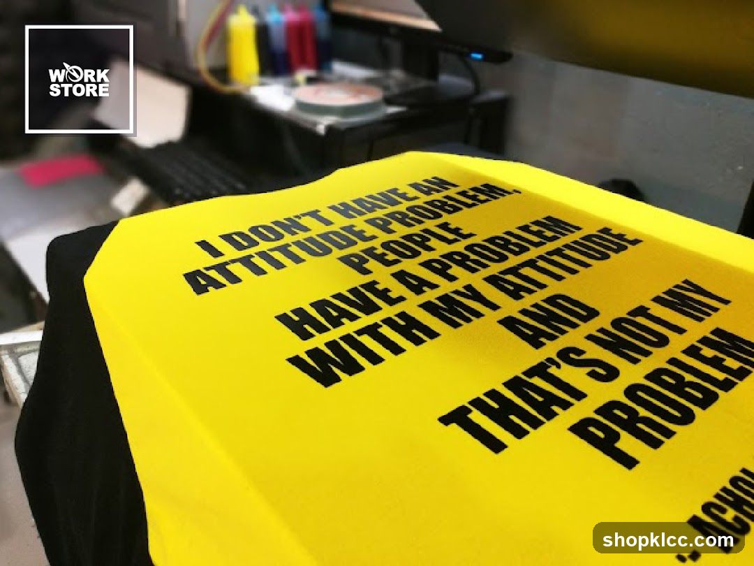 Yellow T-shirt with printed text