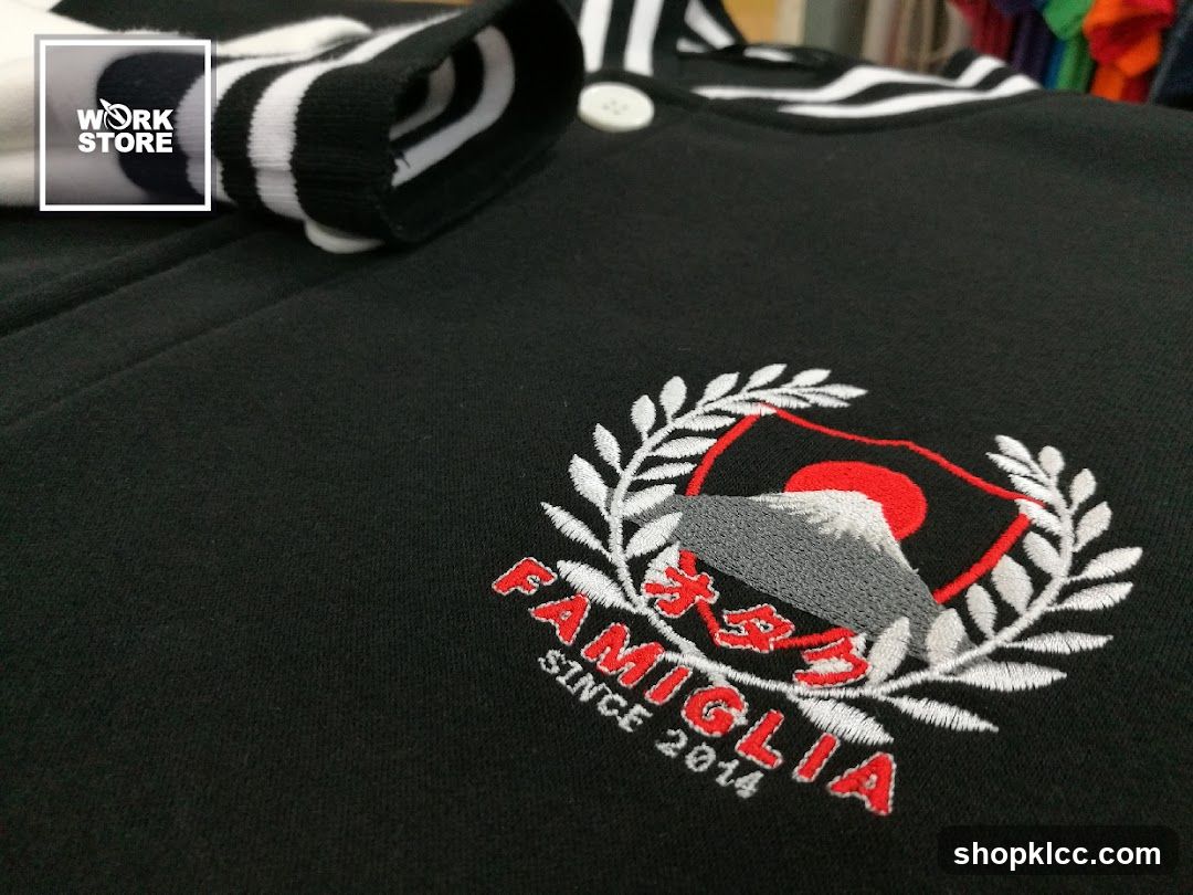 Black jacket with embroidered logo