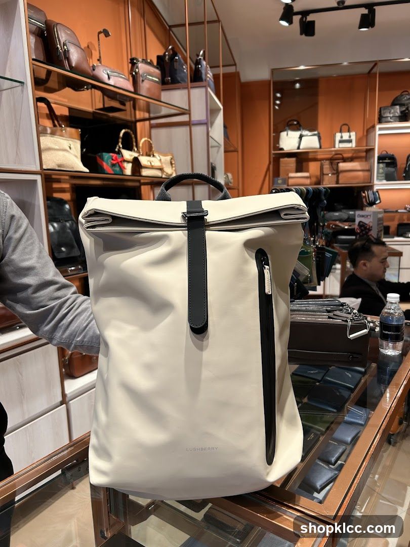 Beige Backpack in a Store