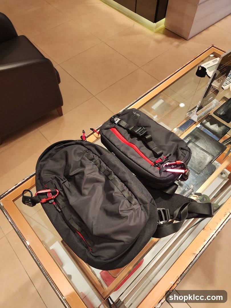Black bags on display