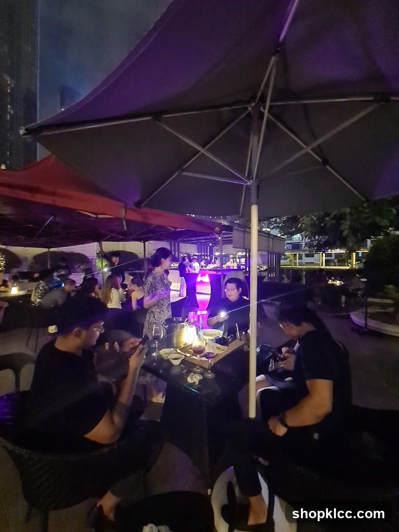 Outdoor Dining Area at Night